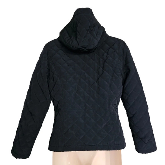 Calvin Klein Quilted Diamond Pattern Faux Fur Black Jacket Size Women's Small - Picture 2 of 14